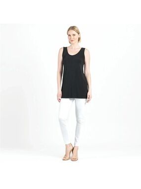 Clara Sun Woo Signature Tunic Length Tank Sz L Black Minimalist Made in USA.